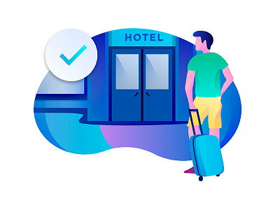 Booking Confirmed booking booking confirmed branding confirmed design gradient hotel hotel booking identity illustration man modern person simple sketch web web design