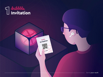 Dribbble Invitation character colors debut design draft dribbble invite giveaway gradient illustration invitation invitation card invite modern person sketch ticket vector