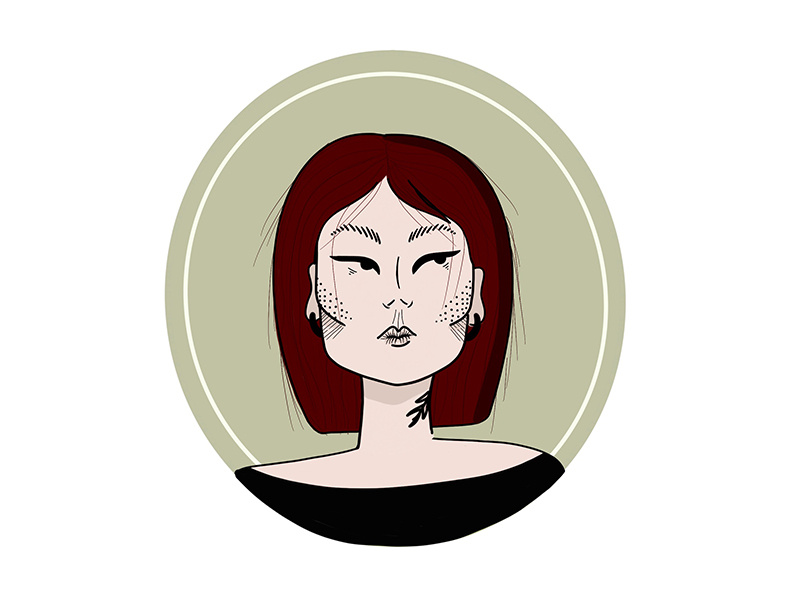 new avatar portait green character design vector design procreate ipad pro character flat illustration