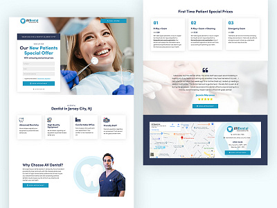 Landing Page for AV Dental in New Jersey, US blue clean dental clinic dentist flat flat colors graphic design html css javascript landing page minimal responsive design simple typography ui ux web design white