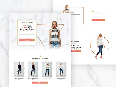 Landing Page for Dora Landa apparel campain clean design feminine gold gradient graphic design landing page minimal responsive design simple spring summer typogaphy typography ui ux web design white