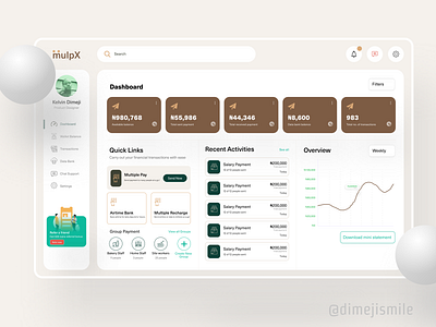 Web Payment App Dashboard bank app dashboard ui design finance app fintech minimal product design simplicity ui ux uxdesign web webapp webpay