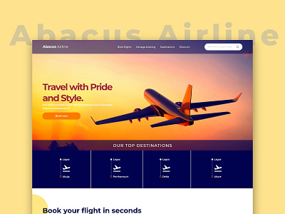 Abacus Airline Website Mockup airline flight booking product design ui design ux uxdesign website design