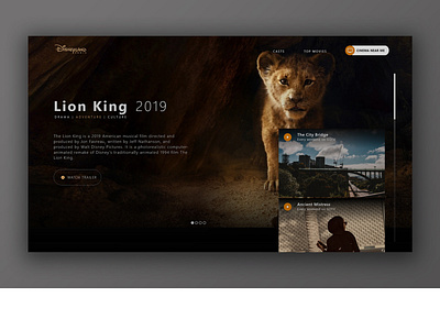 Lion King Movie Website Ui Mockup adobe xd design mockup movie movie website ui ui design ui kit ux website mockup