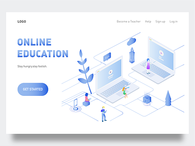 Online Education 2.5d illustration ui webdesign