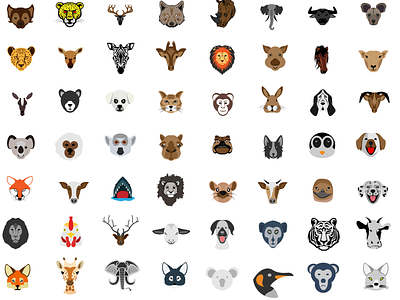 Animal-faces illustration icons pack !!