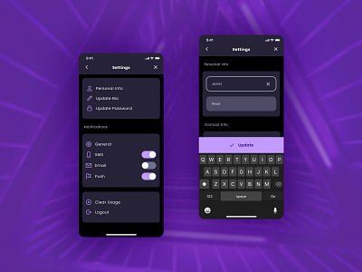 Settings Native App Patterns clean color design design system flat minimal mobile pegasus settings ui ux