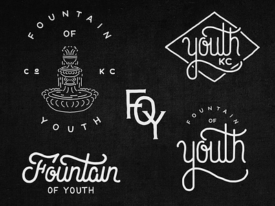 Fountain of Youth branding fountain of youth hand drawn illustration ink lettering logo marker pen type