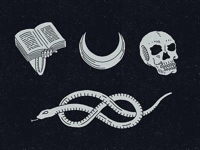 Youth Illustrations book branding evil hand drawn icons illustration logo marks moon skull snake