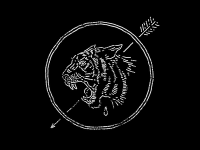 Tiger Badge arrow badge blood design graphic design illustration line art logo mark tiger vintage