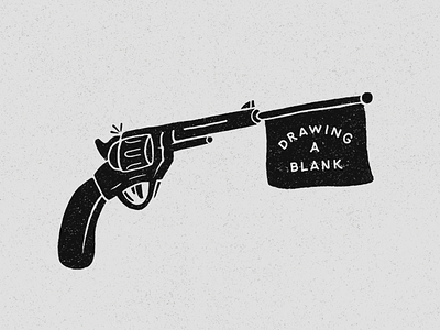 Drawing a Blank black and white gun hand drawn icon illustration lettering six shooter sketch type vintage