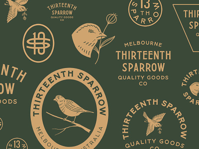 Thirteenth Sparrow australia bird branding lettering monogram sparrow vintage