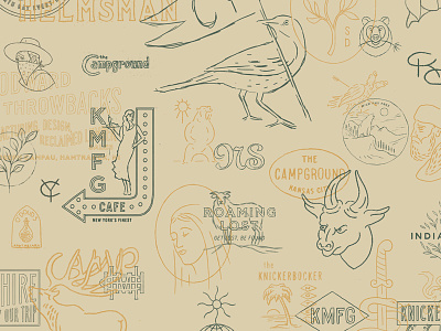 Rough Sketches bear bird cowboy deer monogram rough sketch sketches thumbnails vintage