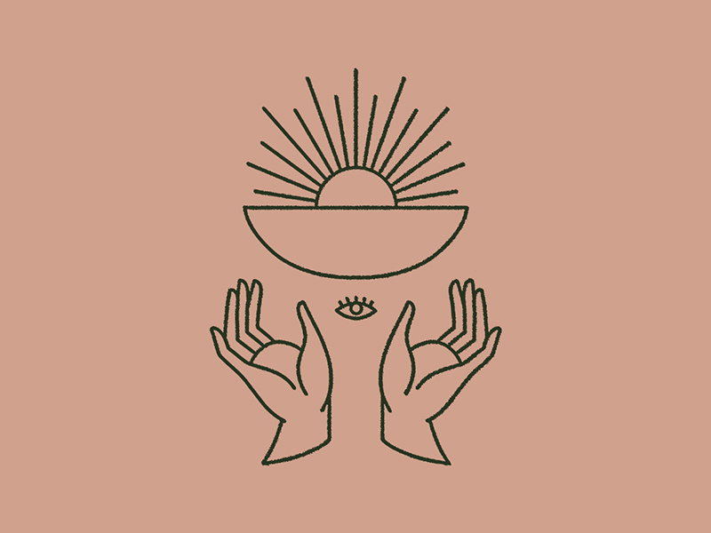 Heirloom branding restaurant mystical monoline vintage symbolism all seeing eye eye sun bowl hands