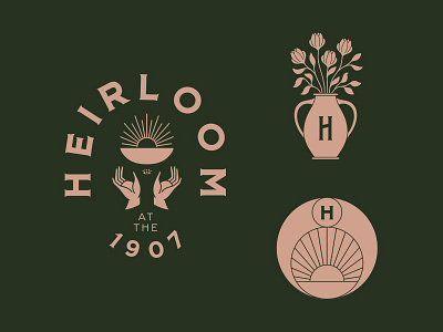 Heirloom - Full Brand bowl branding floral hand heirloom minimal restaurant sun vintage