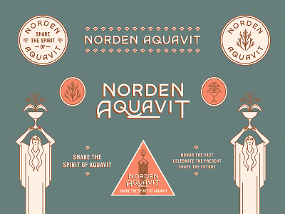 Norden Aquavit aquavit art deco botanicals female floral liquor norden vintage