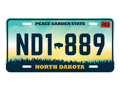 North Dakota license plate bison buffalo license license plate navy north dakota orange plains prairie sunrise teal wheat