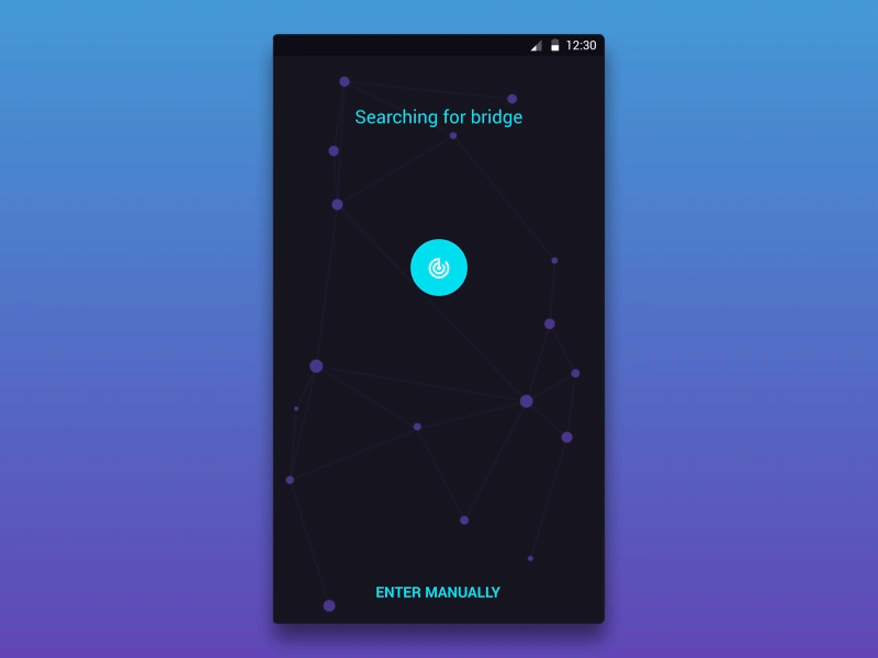 Searching android app blue bubble dark design dots material network purple search ui