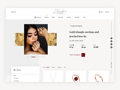 Online shop - Products page ecommerce filter gold jewelry list product list product listing shop shopping ui ui design ux webdesign