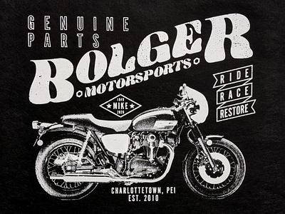 Bolger Motorsports T-shirt Print art design graphic design illustration motorcycle old school print screen print
