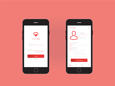 Listen:Love app concept adobe xd app dailyui design hellodribbble illustration landing page ui ux web design