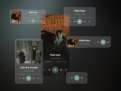 Glassmorphism / Music widgets app design hellodribbble ui