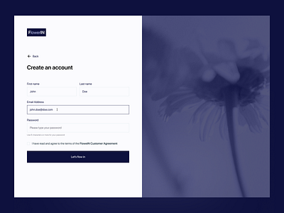 FlowerIN - Sign Up app dailyui design he hellodribbble ui ux