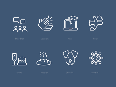 Icons for @gangverk.official bread icon covid covid 19 covid icon dog icon icon design iconography icons icons design icons set iconset office life social media icons travel icon