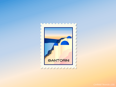 Santorini Stamp design dribbble greece illustration illustrator santorini stamp travel weeklywarmup