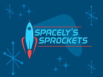 Spacely's Sprockets Logo 50s branding dailylogo dailylogochallenge illustration illustrator logo logodesign rocket space spaceship vector