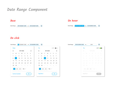 Date range component component controls date graphic design range ui ux