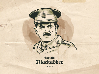 Cpt. Blackadder army bbc bean blackadder britain british design illustration illustrator mr.bean portrait rowan atkinson tv tvseries uk war world war wwi