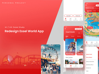 Redesign Case Study : Essel world App adobe xd aftereffects amusement park app design bangalore figma inspiration minimal redesign trending ui uidesign uiux