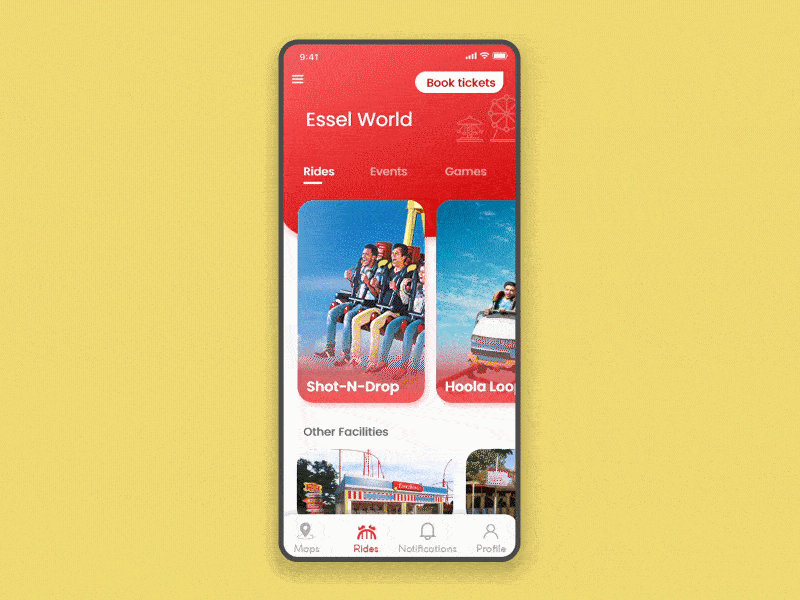 Essel world App Redesign : Flow to change parks adobe xd amusement app design bangalore designer fun homescreen inspiration minimal park ride rides rollercoaster theme trending ui uidesign uiux userflow