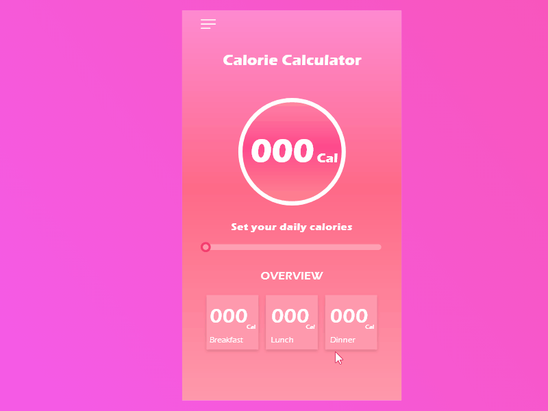 Calorie Calculator by reza faisal on Dribbble
