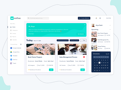 UI UX Design for Wonlive app dashboard dashboard ui design online online events podcast saas saas app ui ui design ux web web app web application web application design web apps web platform webinar website