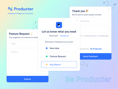 Feedback Widget by Producter | producter.co collect feedback customer feedback feedback feedback management feedback widget popup product productdesign producter tooltip ui ui design user feedback ux ux design widget widgetdesign