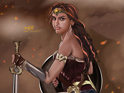 #Deepika Wonder Woman animation branding concept art cratoon creative design digital painting drawing icon illustration painting vector website