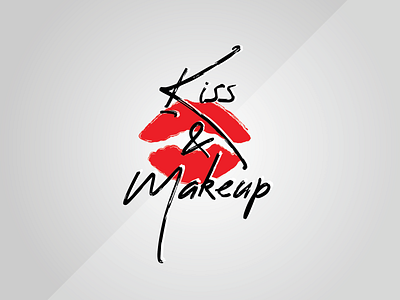 Kiss & Makeup Logo design flat logo makeup artist signature font vector