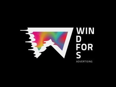 Windfor's advertising colorful colors force icon logo minimal minimalism modern sign symbol type typography wind winded