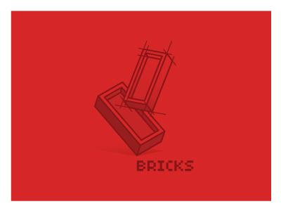 Bricks brick construction dimensional logo mark pictogram pixel red sign sketch