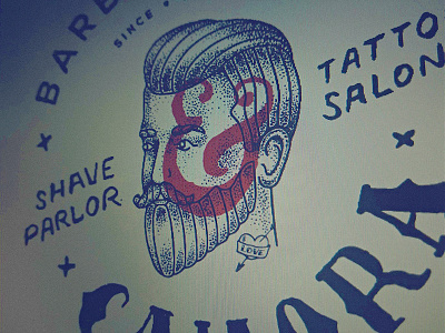 WIP BarberShop • 2 barbershop illustration logo mark sign vintage