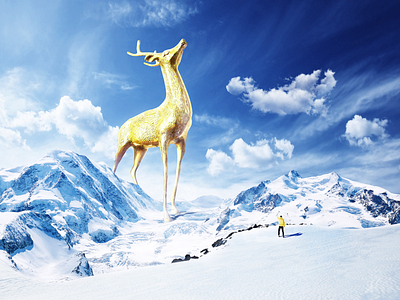 Deer God deer digital art golden photo composite photoshop retouching surrealism