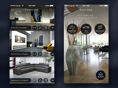 Butler App (Services) apartment app concierge extended stay feed front desk mobile search service ui