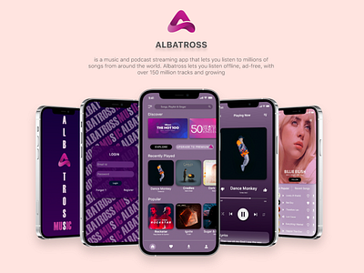 Albatross Music App UI Design adobe xd branding design graphic design illustrator mobile app modern ui ui design uiux user interface