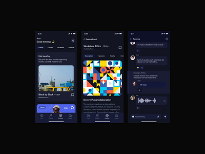 Events App UI - Dark Mode booking darkmode destination events illustration minimal ui