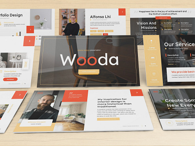 Wooda - Design Interior Powerpoint Template business presentation clean finance investor lookbook minimal pitchdeck powerpoint template presentation simple