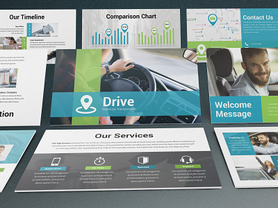 Drive - Transportation Powerpoint Template business presentation finance illustration investor lookbook minimal pitchdeck powerpoint template presentation simple slides