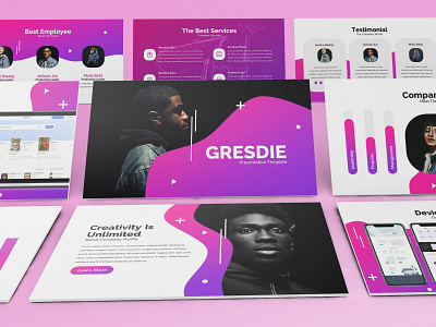 Gresdie - Gradient Abstract Powerpoint Template abstract business presentation finance lookbook minimal pitchdeck powerpoint template presentation simple slides