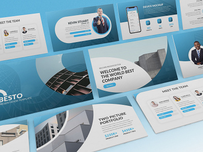 Besto - Abstract Powerpoint Template abstract architecture blue business presentation circle curve finance investor keynote template lookbook loop powerpoint template presentation technology